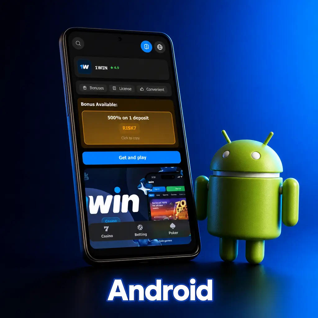 1win Android app download guide showing APK installation steps for Android 5.0 and higher devices