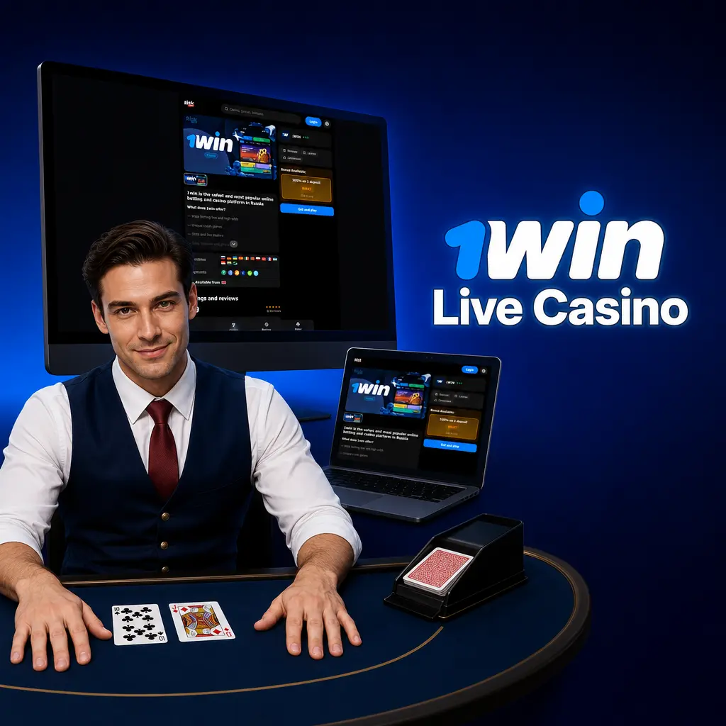 1win Live Casino lobby featuring live baccarat, blackjack, roulette, and game shows with professional dealers in HD