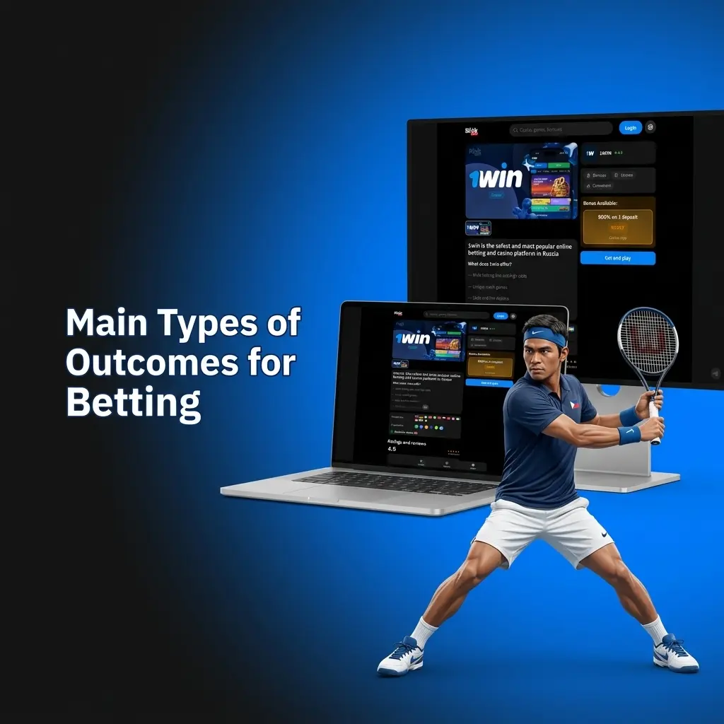 Diagram showing main types of betting outcomes available on 1win sportsbook with settlement rules