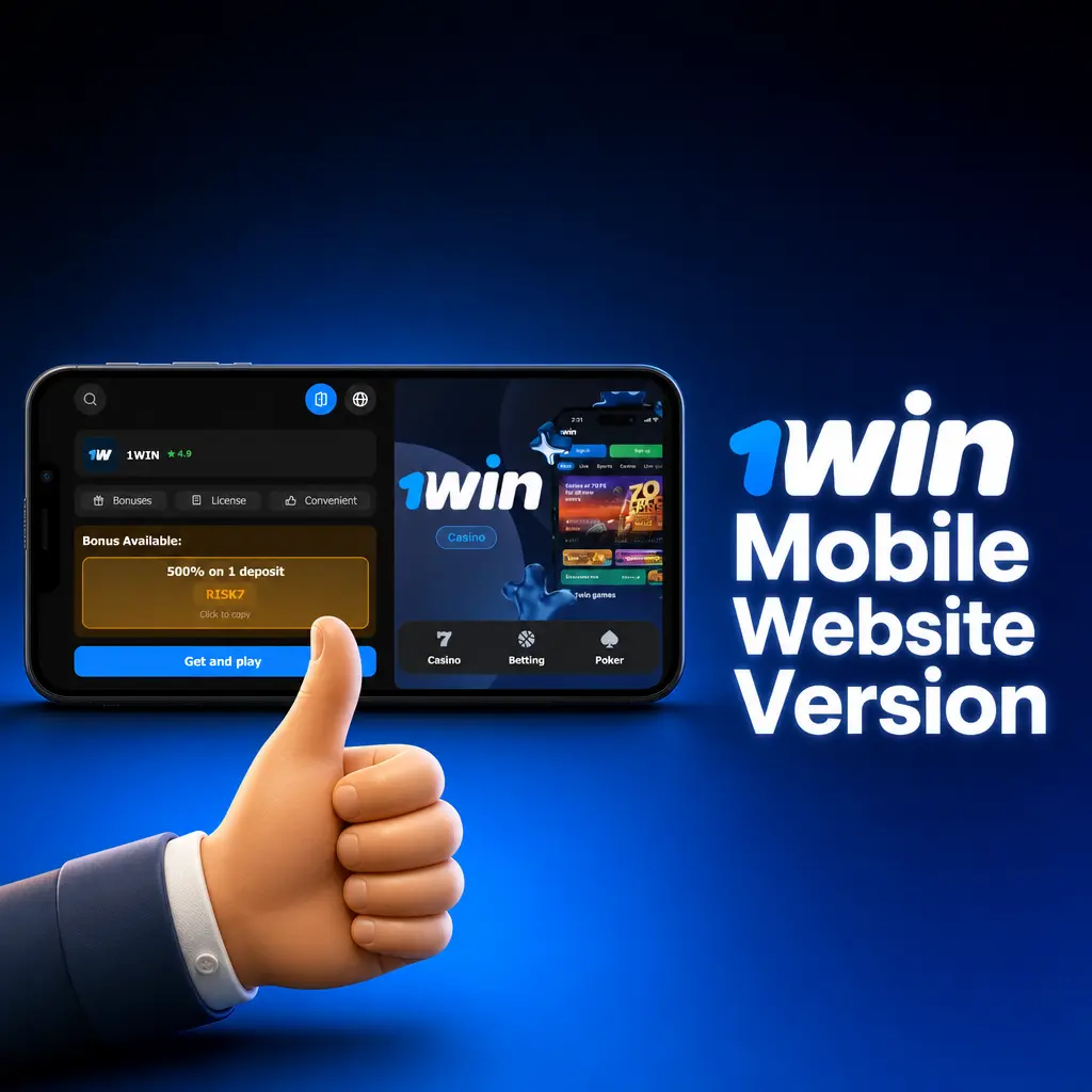 1win mobile website displayed on a smartphone with sports betting and live casino options optimized for small screens