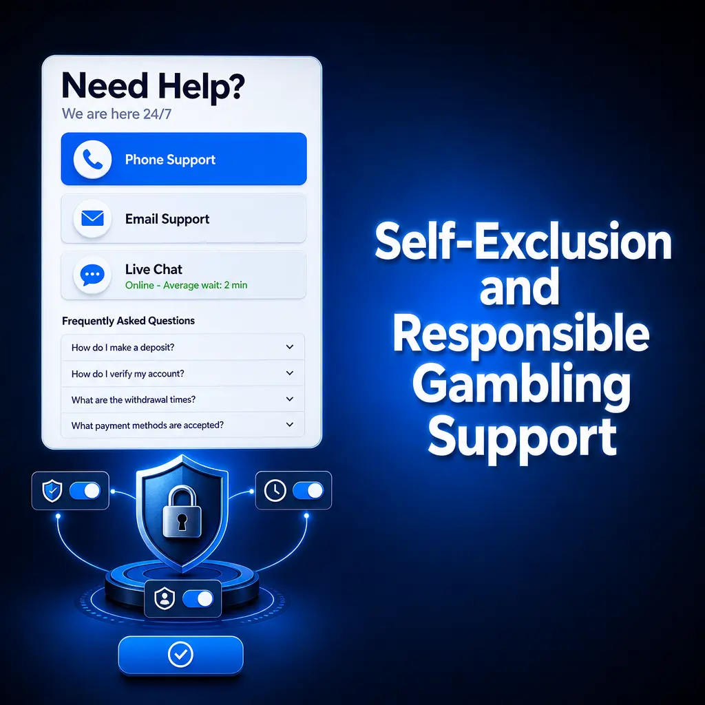 Person accessing responsible gambling tools and self-exclusion options on a gambling platform for safe play management