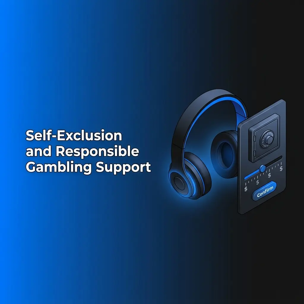 Responsible gambling tools including self-exclusion, loss limits, deposit limits, and cool-off periods for account management