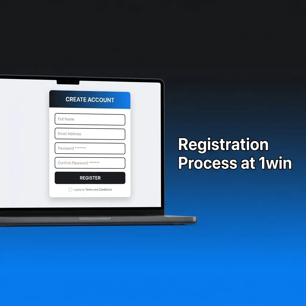 Step-by-step 1win registration process showing account signup options including phone, email, and social media
