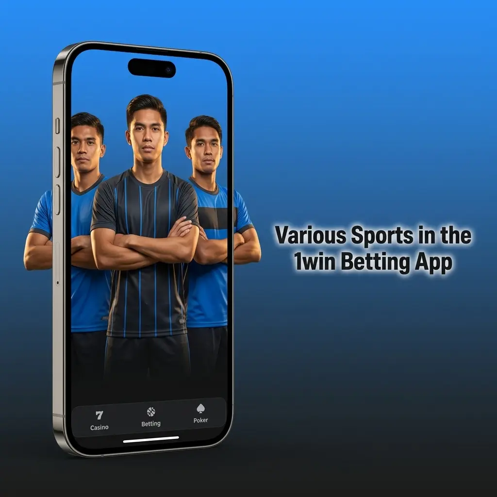Sports and eSports betting options in the 1win app including football, basketball, tennis, and esports like Dota 2